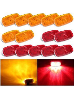 14 Pack LED Side Marker Lights | IP67 Waterproof Trailer Lights for RV, Boat